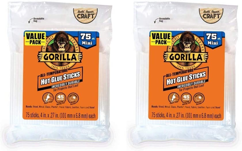 Gorilla Hot Glue Sticks, Mini Size, 4″ Long x .27″ Diameter, 75 Count, Clear, (Pack of 6) Import To Shop ×Product customization