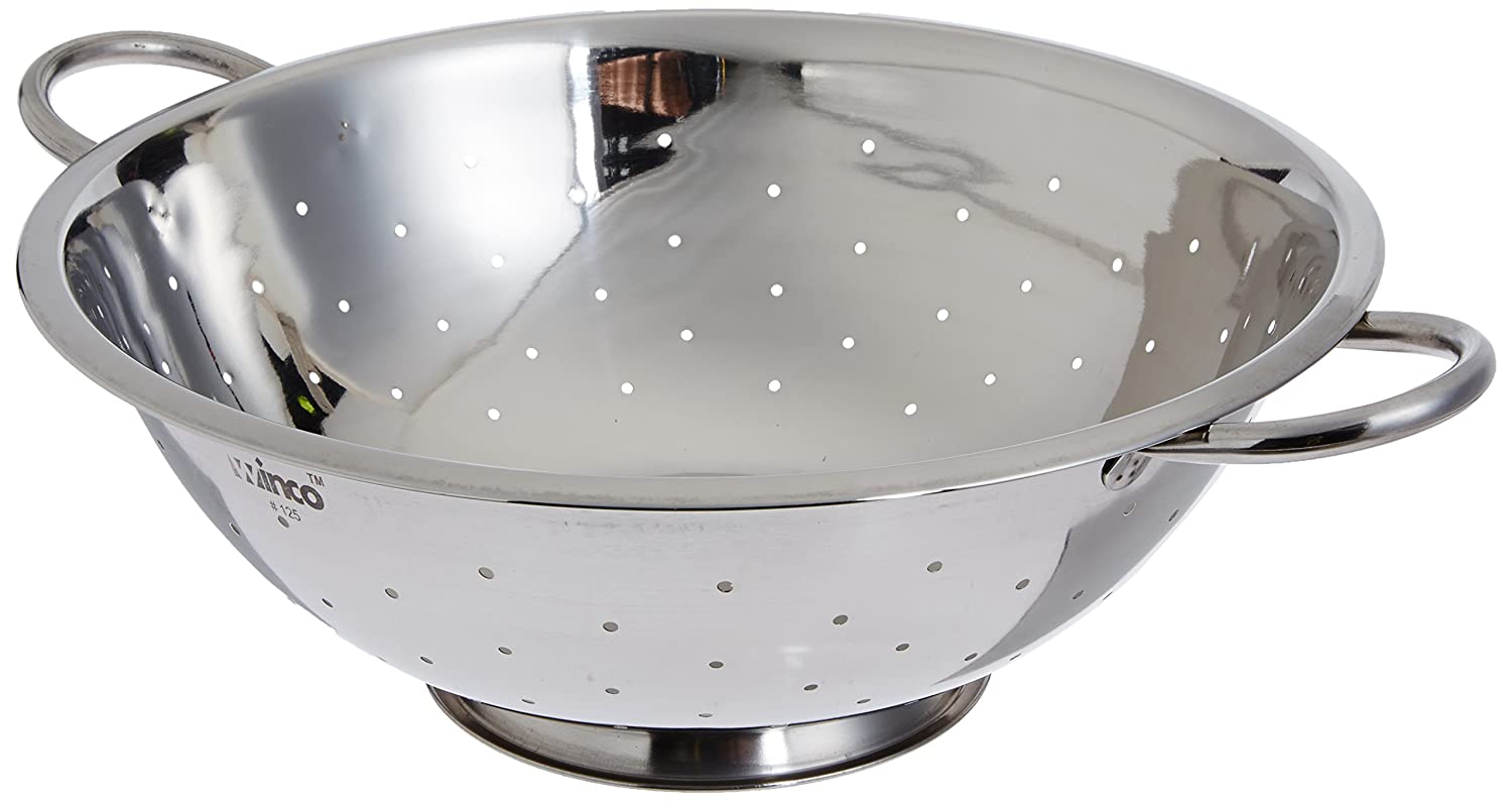 Winco Stainless Steel Colander with Base, 8-Quart
