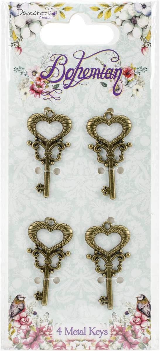 Trimcraft Bohemian Decorative Antique Metal Keys (4 Pack)