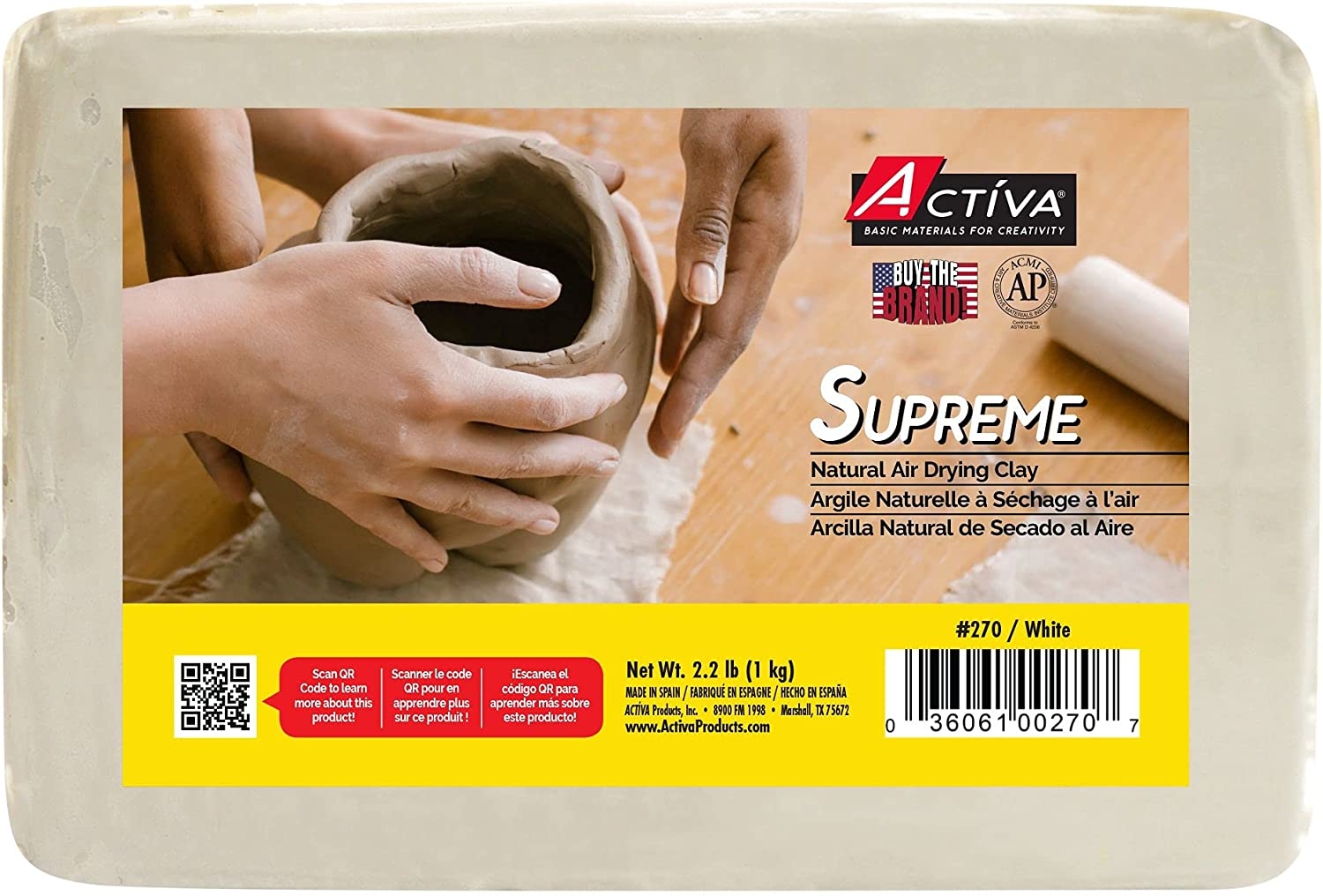 ACTIVA Supreme Artist’s Air-Dry Modelling, 2.2 pounds, White Clay Import To Shop ×Product customization General Description