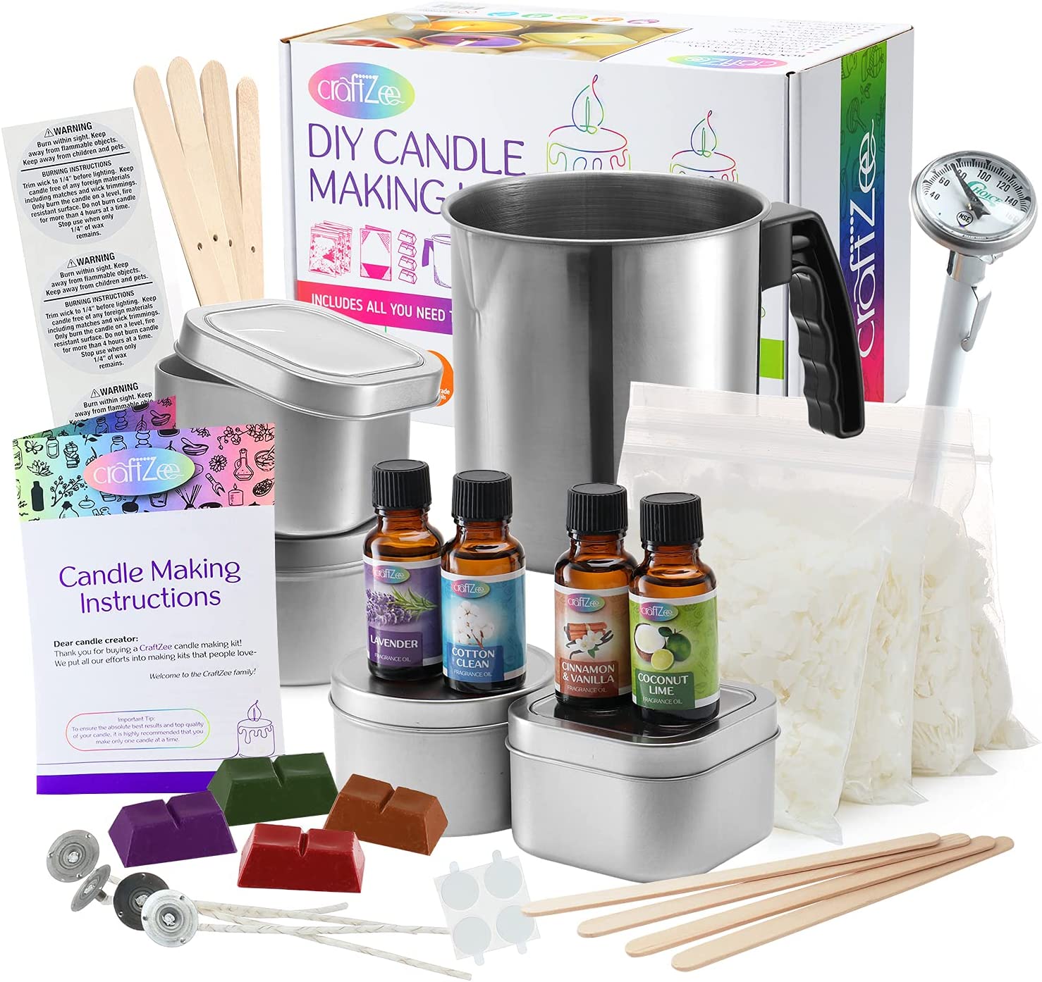 CraftZee Candle Making Kit | DIY Home Decor, Office Decor, Art, Crafts | Includes 4 Soy Wax Bag, 4 Fragrance Oil, 4 Candle Molds | Birthday Gifts for Women, House Warming Gifts New Home