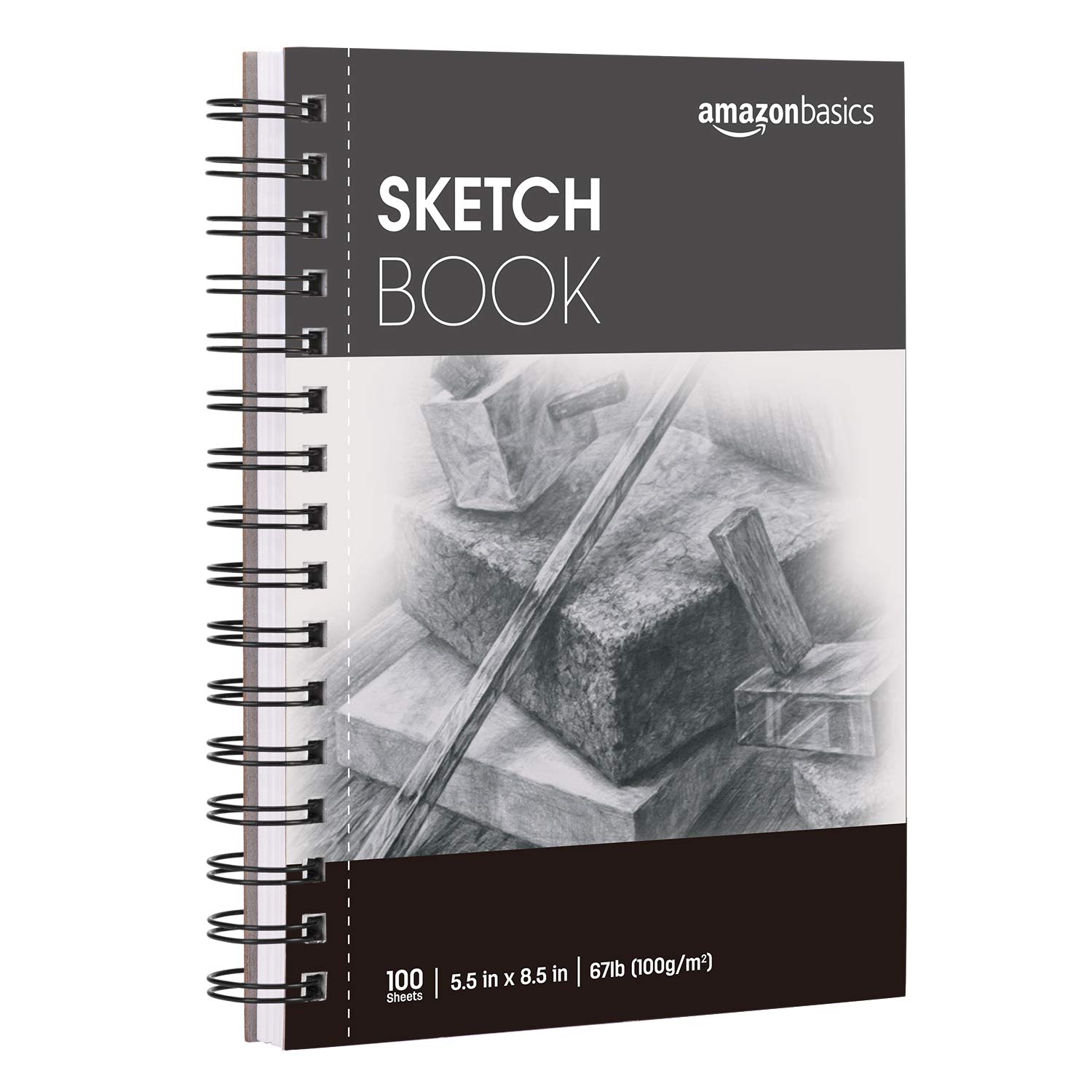 Amazon Basics Sketch Pad, 5.5″x8.5″, 67 lb. / 100 gsm, 100 Sheets, White
