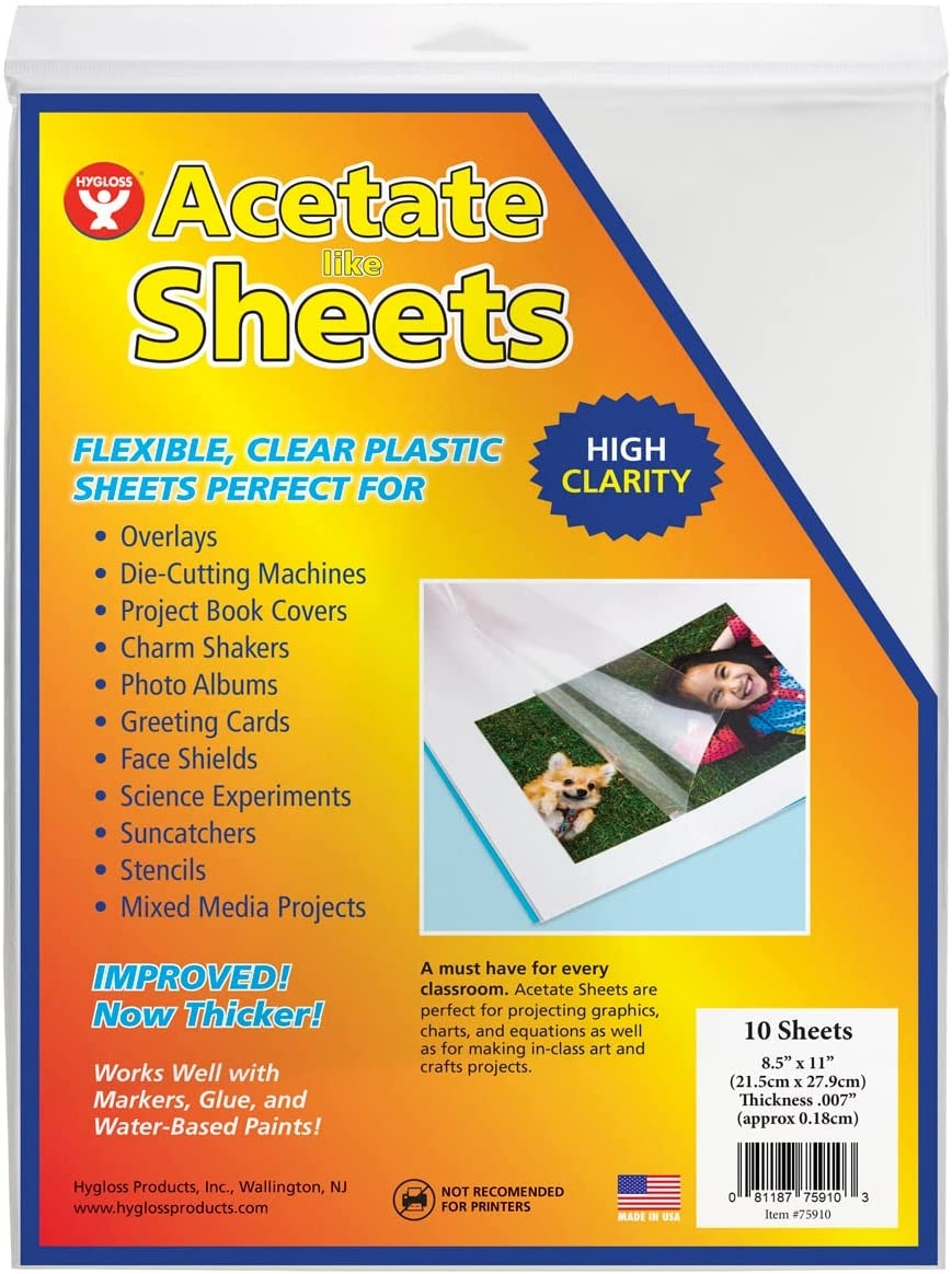 Hygloss Products Overhead Projector Sheets Acetate-Like Transparency Film, For Arts And Craft Projects and Classrooms, Not for