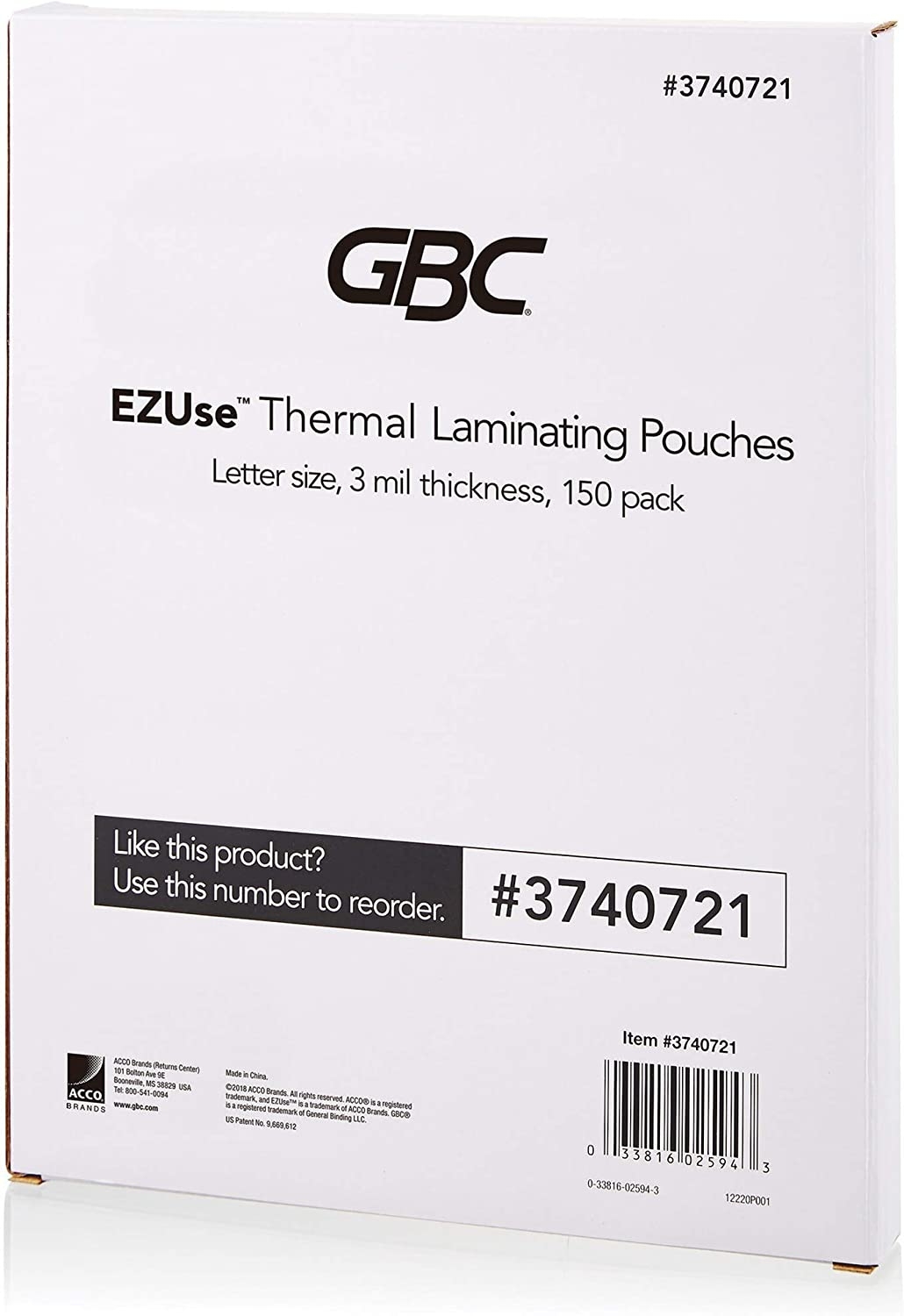 GBC Thermal Laminating Sheets / Pouches, Letter Size, 3 Mil, EZUse, 150-Count (3740721) Import To Shop ×Product customization