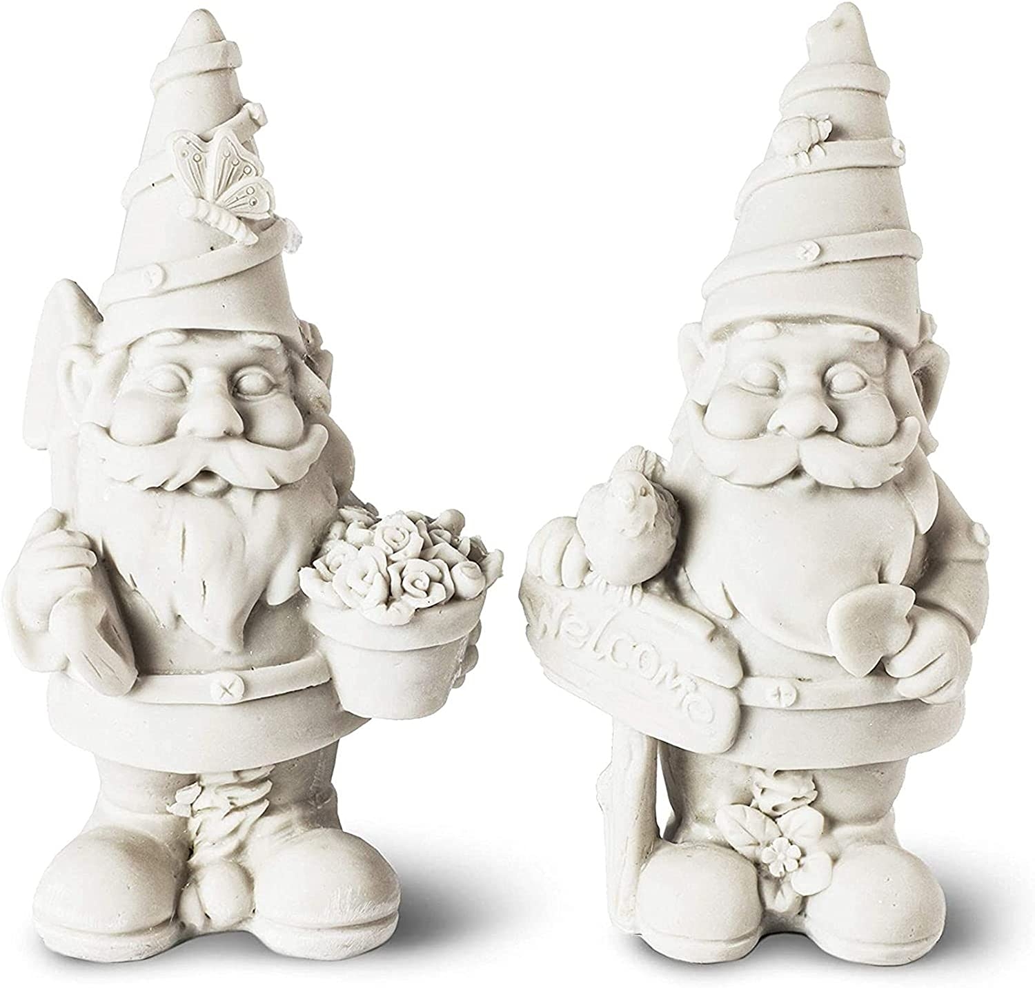 2 Pack Mini Paint Your Own Garden Gnome Statues, Unpainted DIY Ceramic Figurines for Kids and Adults (5 in) Import To Shop