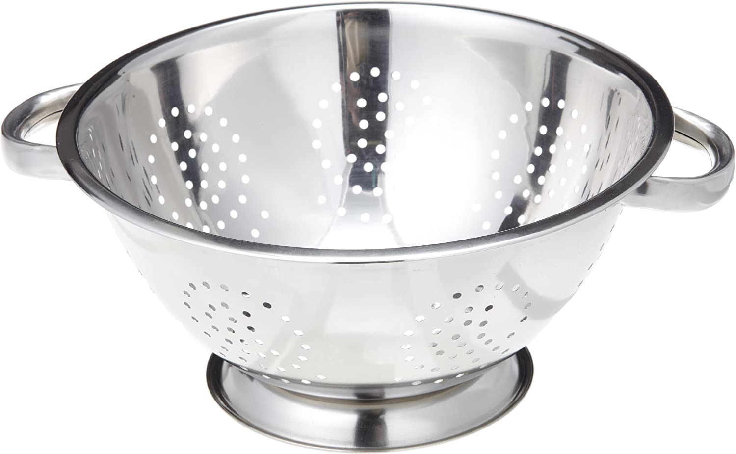 ExcelSteel Heavy Duty Handles and Self-draining Solid Ring Base Stainless Steel Colander, 5 Qt, Stainless