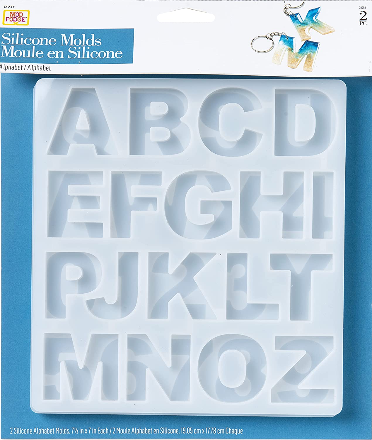 Mod Podge Alphabet, Set of 2 7 1/2″ x 12 3/4″ Silicone Casting, DIY Arts Epoxy Mold, Clear Resin Craft Supplies and Materials, 25293