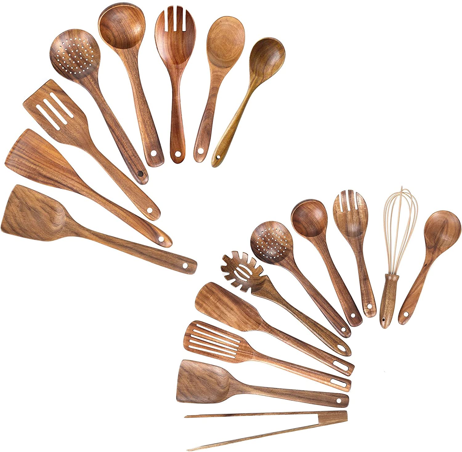 18 Pack Wooden Spoons Wood Kitchen Utensil Set for Cooking Nonstick Kitchen