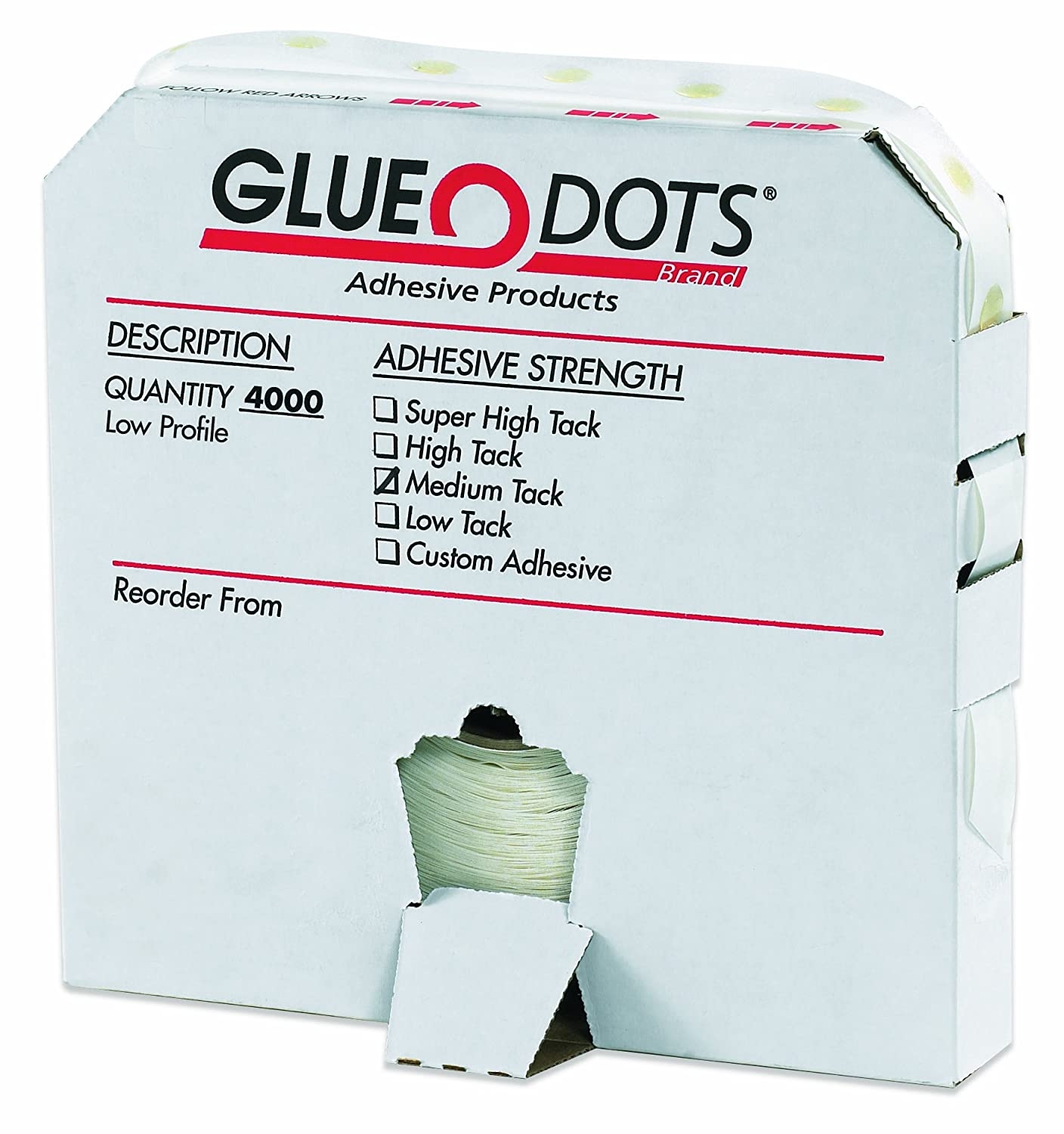 Glue Dots GD110 Low Profile Medium Tack Glue Dot, 1/4″ Diameter x 1/64″ Thick (Case of 4000)” Import To Shop ×Product