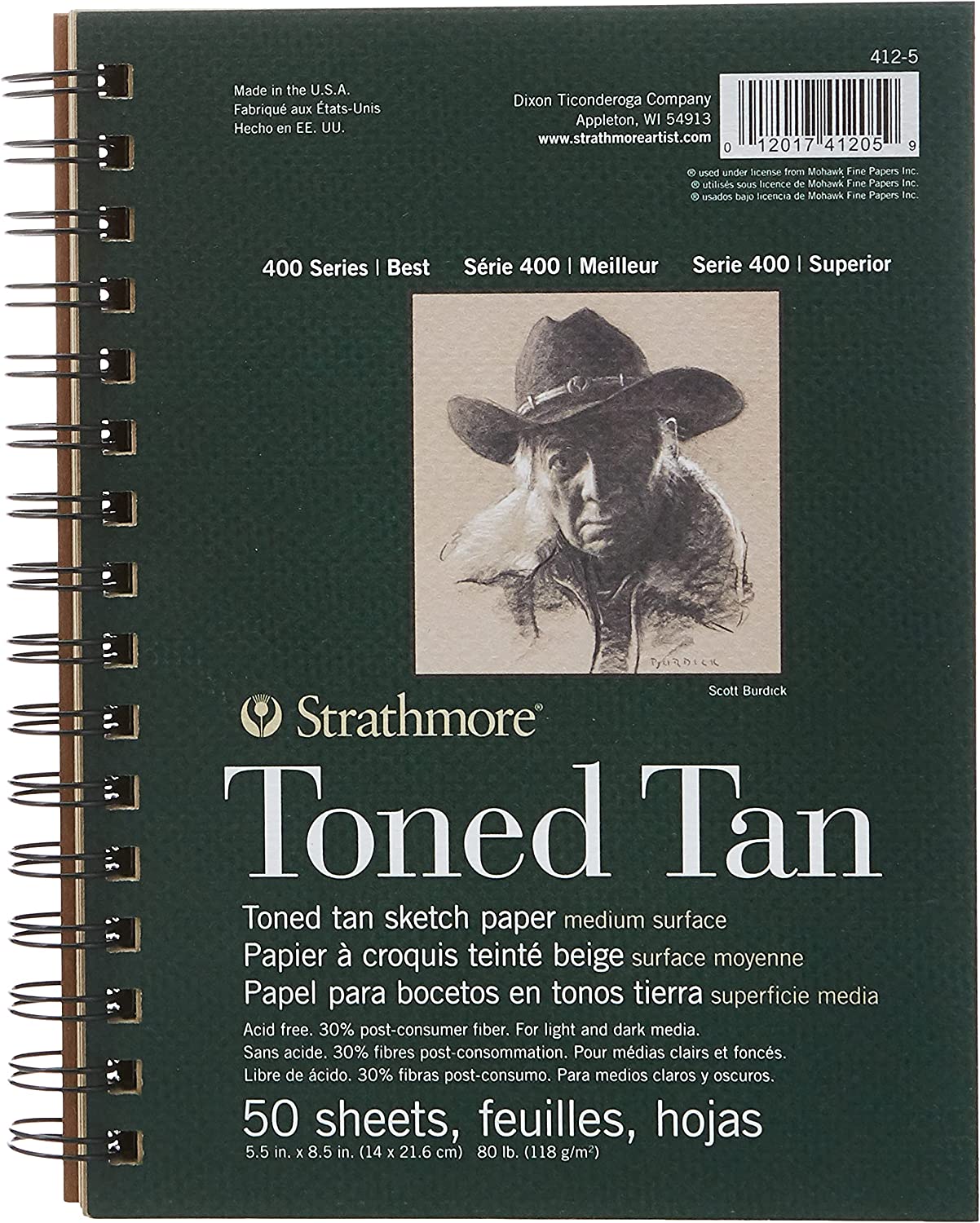Strathmore Toned Sketch Spiral Paper Pad 5.5″X8.5″-Tan 50 Sheets -412500