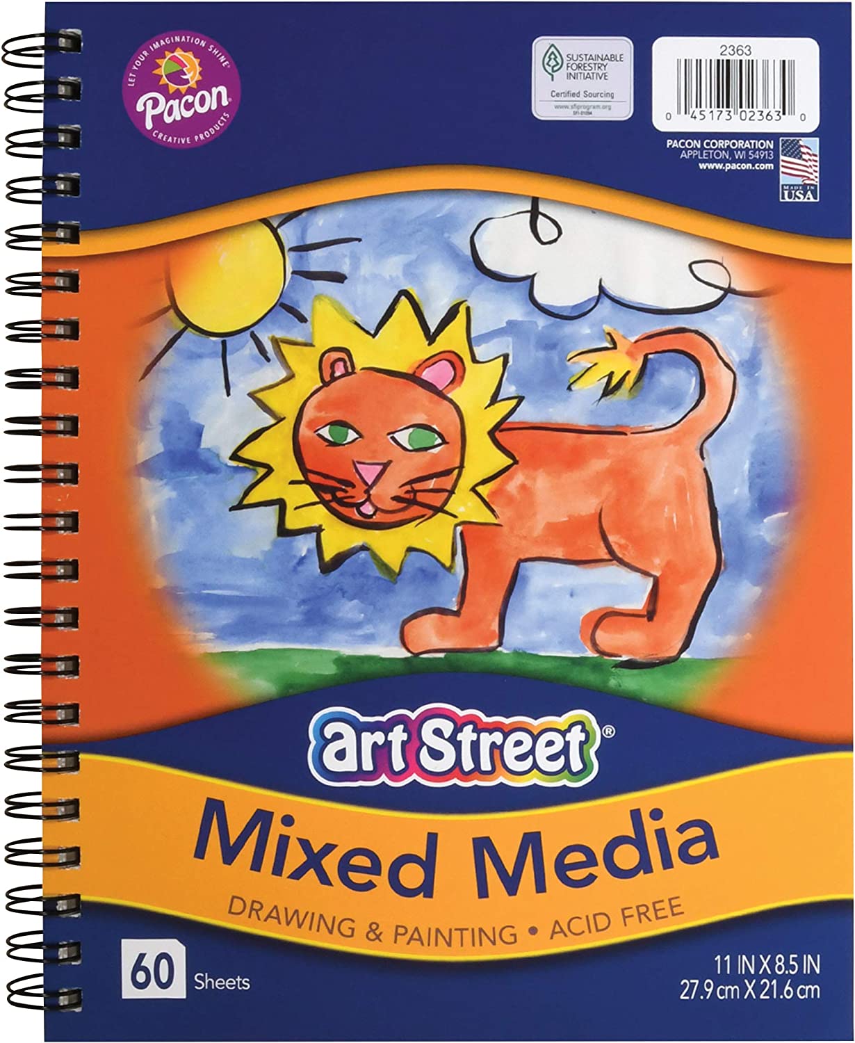 Pacon Art Street Mixed Media Journal, Heavyweight, 11″ x 8-1/2″, 60 Sheets