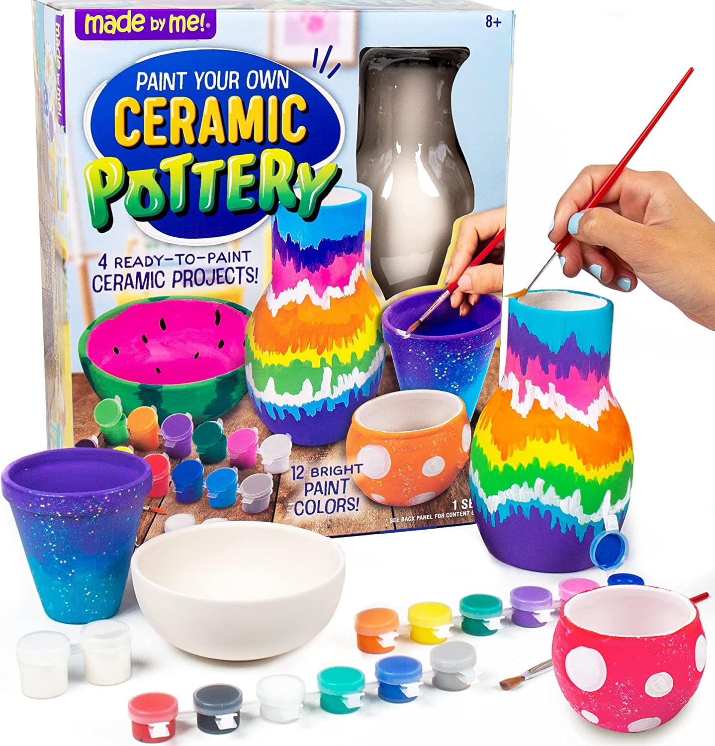 Made By Me Paint Your Own Ceramic Pottery, Fun Ceramic Painting Kit for Kids, Paint Your Own Ceramic Pottery Dish, Flower Pot,