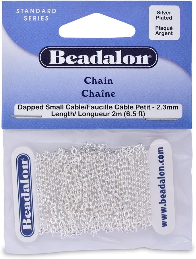 Artistic Wire Beadalon Chain Dapped Small Cable Silver Plated, 2-Meters