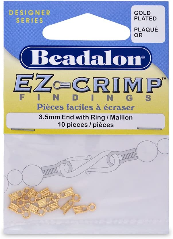 Artistic Wire Beadalon EZ-Crimp End 3-1/2mm Ring Gold Plated, 10-Piece