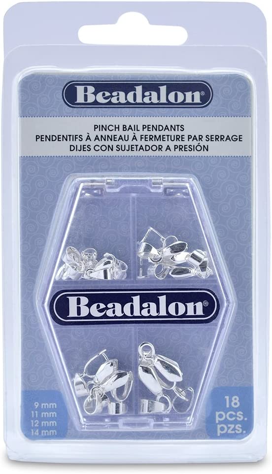 Artistic Wire Beadalon Pinch Bail Pendent Varity Pack Nickel Free Silver Plated, 18-Piece