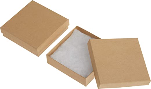 Beadaholique 16-Piece Kraft Square Cardboard Jewelry Boxes, 3.5 by 3.5 by 1-Inch, Brown