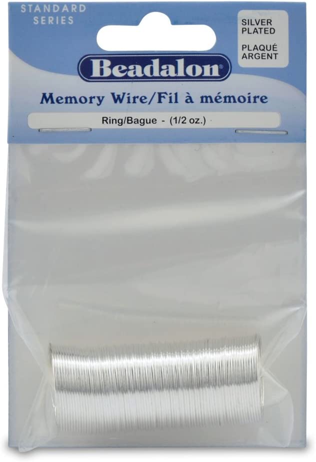 Beadalon 347B-010 Silver Plated Memory Wire Ring, 1/2-Ounce/Pkg, Approximately 99 Loops