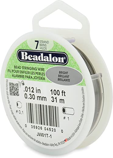 Beadalon 7 Strand Stainless Steel Bead Stringing Wire.012 in / 0.30 mm, Bright, 100 ft / 31 m
