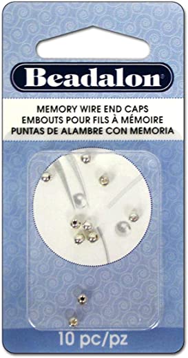 Beadalon Memory Wire End Cap 3mm Round Silver Plated, 10-Piece