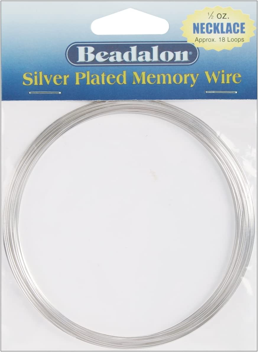 Beadalon Memory Wire Necklace .62mm .5oz, Silver-Plated – 18 Coils
