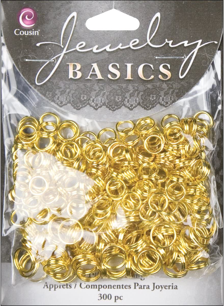 Cousin Jewelry Basics 300-Piece Split Ring, Gold, 6/8mm