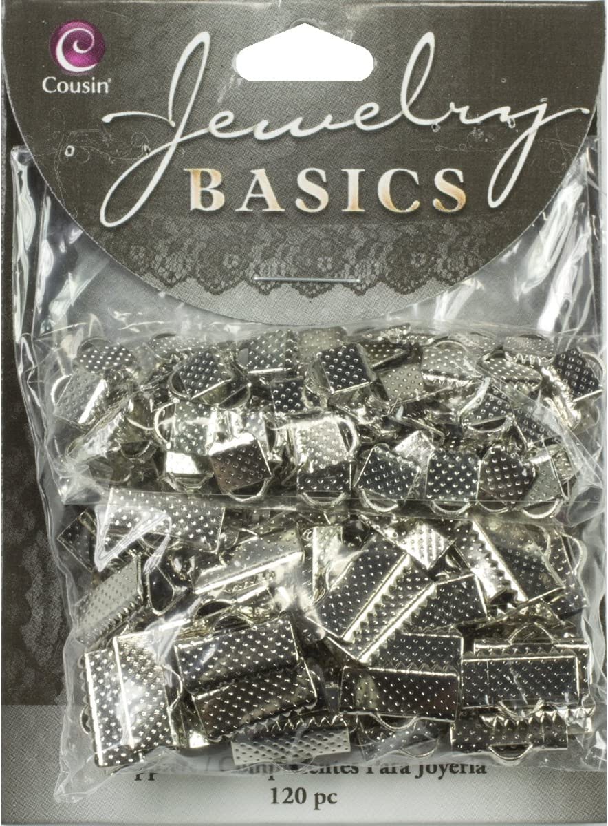 Cousin Jewelry Basics Clamp Ribbon End, Silver, 120-Piece