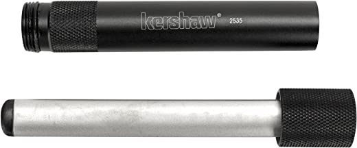 Kershaw Ultra-Tek Blade Sharpener (2535); 4-Inch Sharpening Steel; 600-Grit Diamond-Coated Oval Shaft; Lightweight 6061-T6 Anodized Aluminum…
