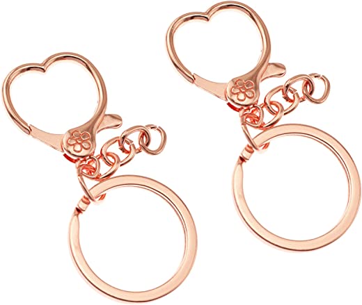 Lind Kitchen 5pcs DIY Keychain Accessories Heart-shaped Lobster Clasp + Link Chain + Key Ring, 30mm (Rose Gold)