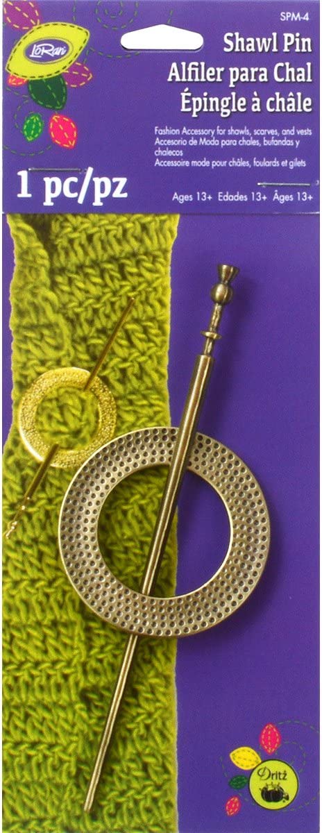 LoRan SPM-4 Round Shawl Pin with Stick, Brass