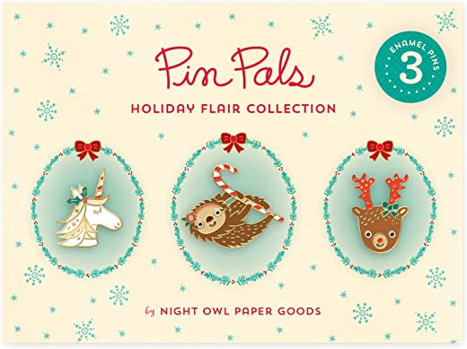 Night Owl Paper Goods Gift Set Unicorn/Reindeer/Sloth Enamel Pin (Set of 3)