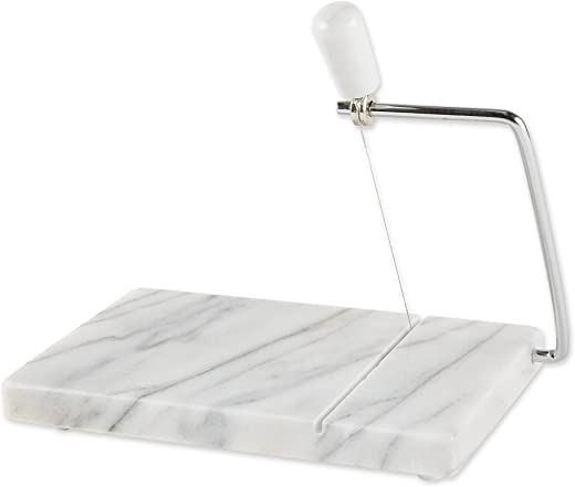 RSVP International Cheese Slicer Cut Cheese, Meats & Other Appetizers, 7.75x5x1″, White Marble