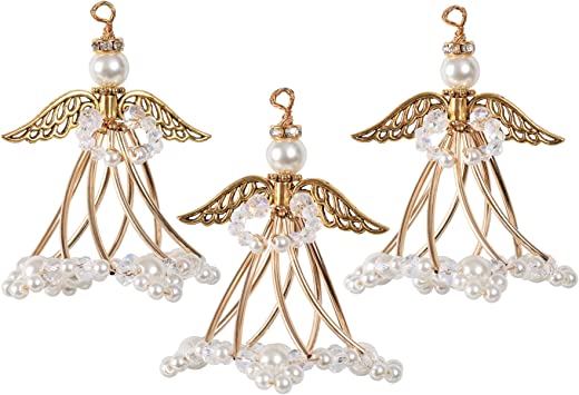 Solid Oak Golden Angels Ornament Kit, Gold
