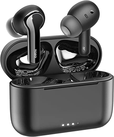 TOZO NC2 Hybrid Active Noise Cancelling Wireless Earbuds, in-Ear Detection Headphones, IPX6 Waterproof Bluetooth 5.2 Stereo Earphones, Immersive…