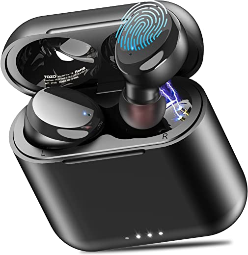 TOZO T6 True Wireless Earbuds Bluetooth Headphones Touch Control with Wireless Charging Case IPX8 Waterproof Stereo Earphones in-Ear Built-in Mic…