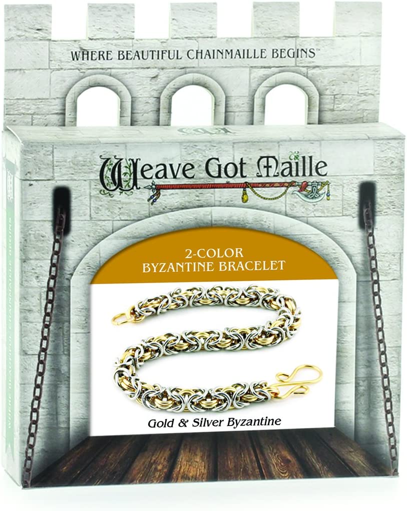 Weave Got Maille 2-Color Byzantine Chain Maille Bracelet Kit, Gold and Silver