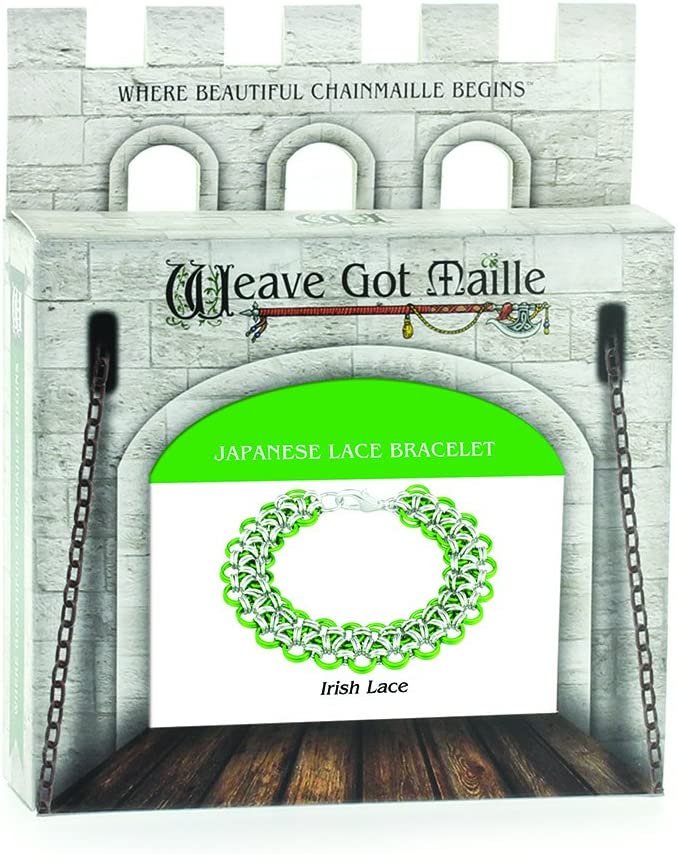 Weave Got Maille Japanese Chain Maille Bracelet Kit-Irish Lace, Shamrock/Silver