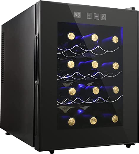 12 Bottle Wine Cooler Refrigerator, Compact Mini Wine Fridge with Digital Temperature Control Quiet Operation Thermoelectric Chiller, Freestanding…