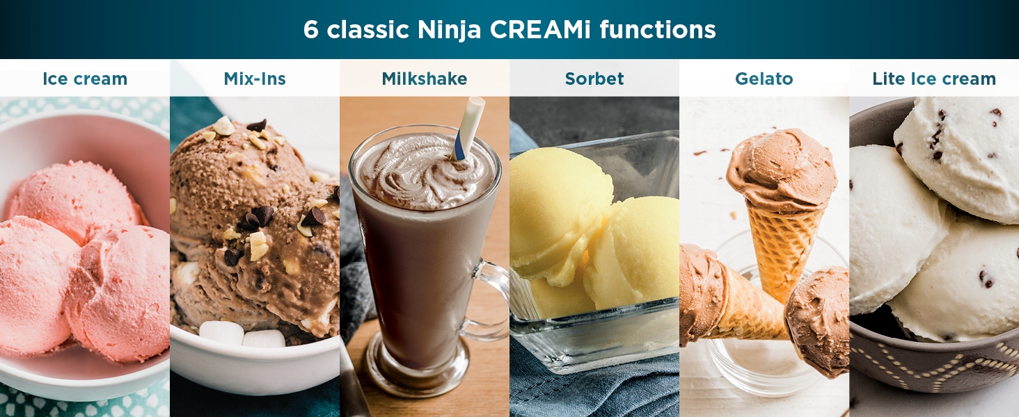 5 exclusive Ninja CREAMi Deluxe functions Ice cream Mix-Ins Milkshake Sorbet Gelato Lite Ice cream