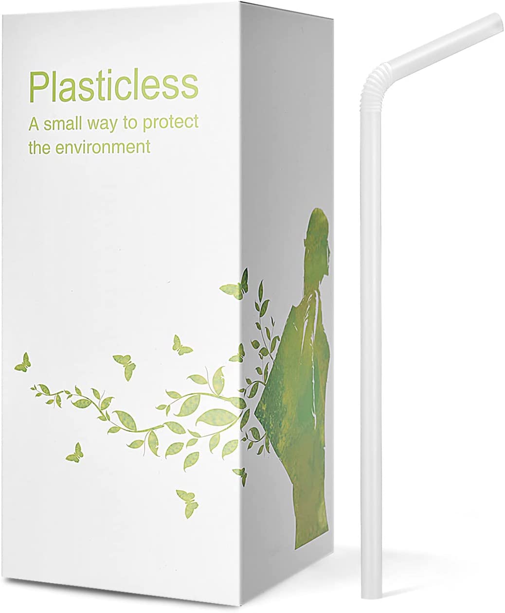 200 Count 100% Plant-Based Compostable Straws – Plasticless Biodegradable Flexible Drinking Straws – A Fantastic Eco Friendly Alternative to…