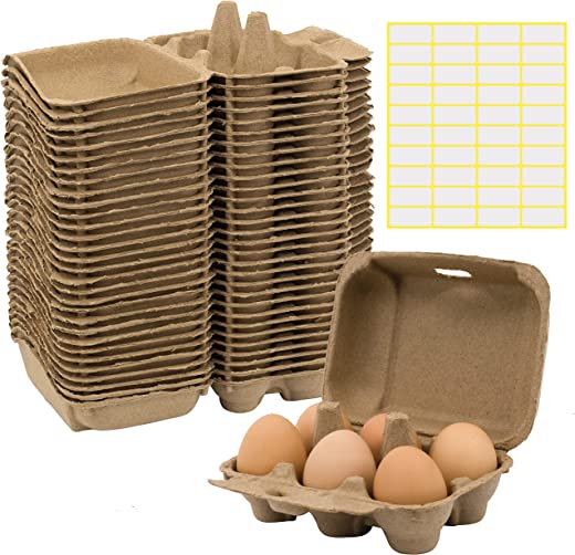 30 Pieces Paper Egg Cartons for Chicken Eggs Pulp Fiber Egg Tray Holder Bulk Holds 6 Count Eggs Family Farm Market Travel Egg Storage Containers…