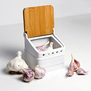 Box, Keeper, Garlic, Smell, Odor, Stoneware, Shallots, Bamboo, Lid, kitchen, Container, Ceramic