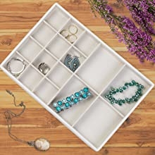Richards Homewares Velvet jewelry storage box, multi-compartment, multi-color options, stackable