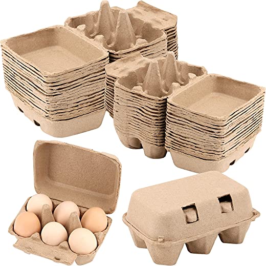 40 Pack 6 Count Egg Cartons, 6 Cell Pulp Fiber Egg Holders, Chicken Egg Holder Container Organizer