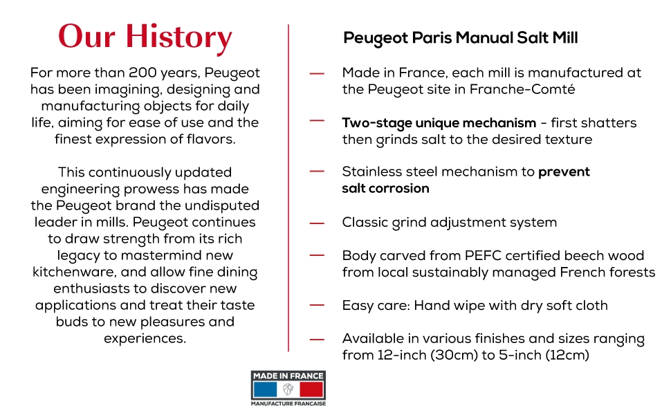Peugeot - Paris Manual Salt Mill - Classic Adjustable Grinder - Beechwood, Natural