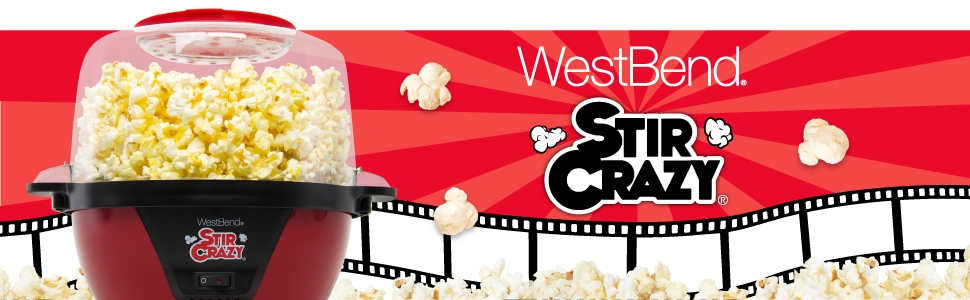 West Bend 82505 Stir Crazy 6-Quart Popcorn Popper Machine