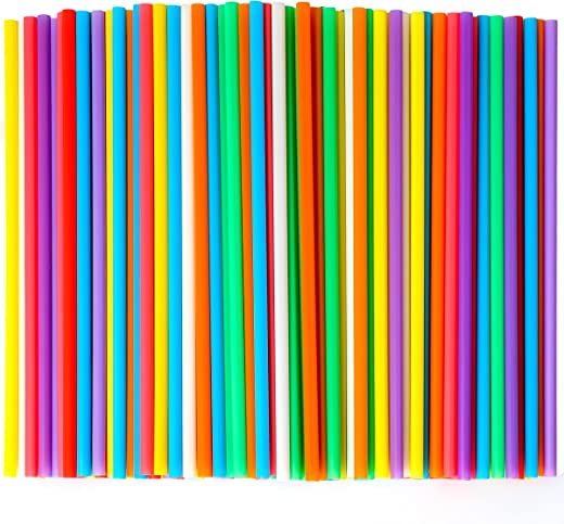 500 Pcs Colorful Disposable Drinking Plastic Straws.(0.23” diameter and 8.26″ long)-8 Colors