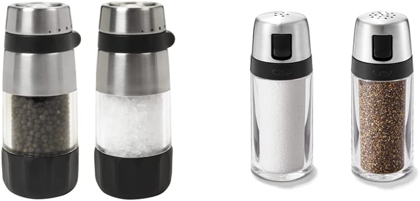 OXO Good Grips Salt and Pepper Grinder Set, Stainless Steel & Good Grips Glass Sugar Dispenser Import To Shop ×Product
