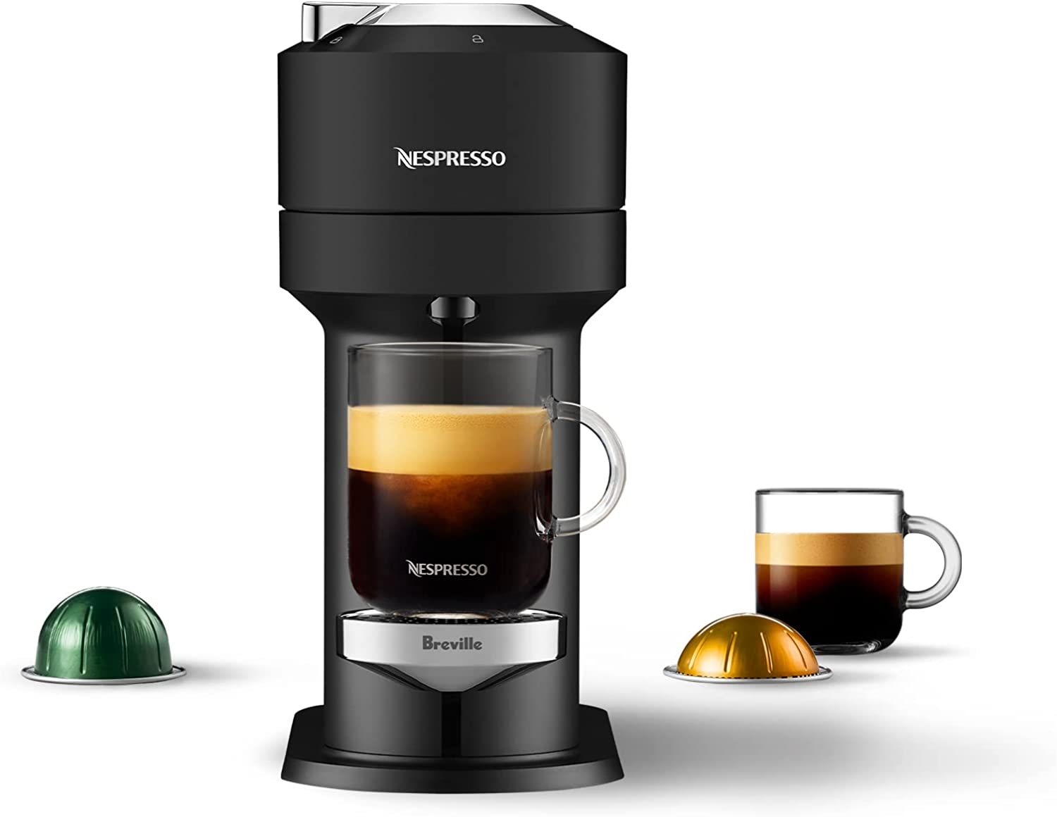 Nespresso Vertuo Next Deluxe Coffee and Espresso Machine by Breville, Matte Black Chrome Import To Shop ×Product customization
