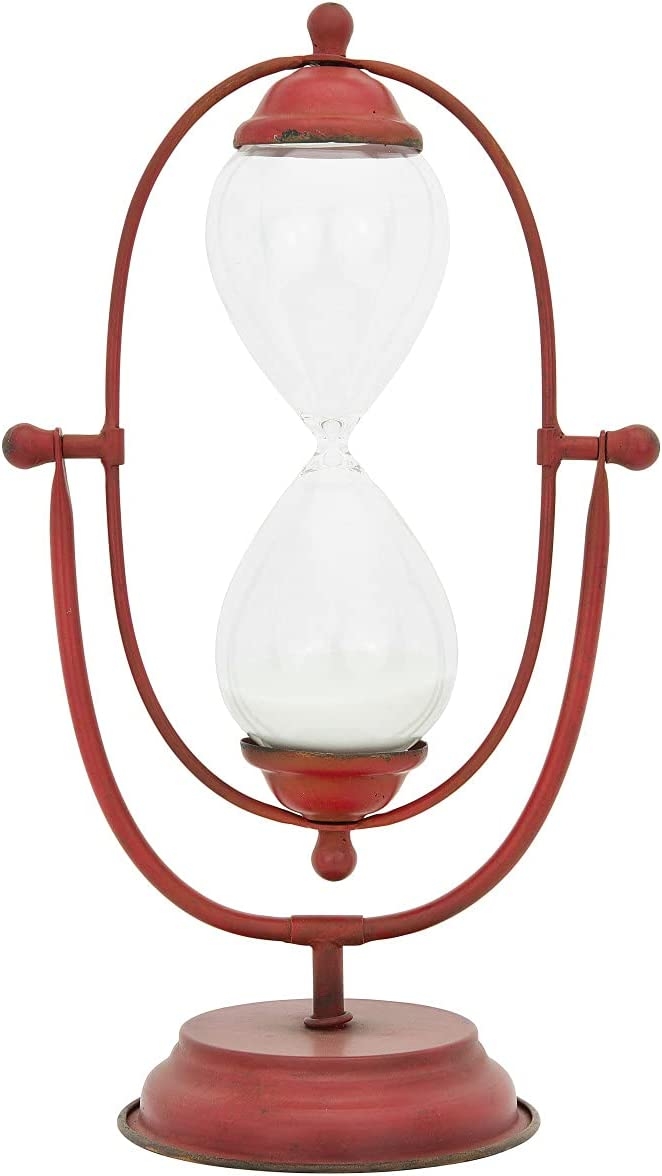 Creative Co-Op Decorative Metal Hourglass with White Sand, Rust Import To Shop ×Product customization General Description