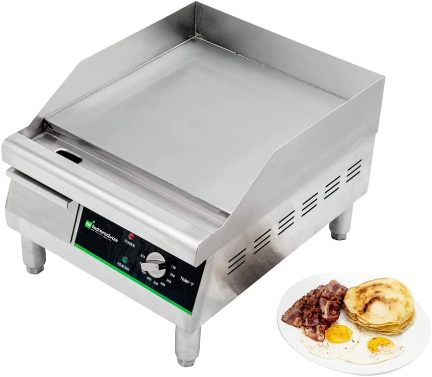 Hi Tek Electric Griddle, 1 Durable Countertop Griddle – 120V, 1750W Operation, Stainless Steel Griddle, With Grease Tray,